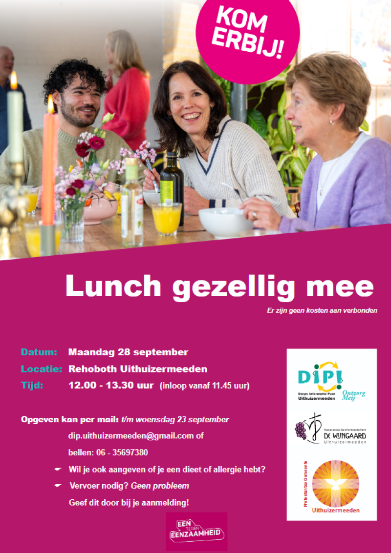 Maandag 28 september samen eten 