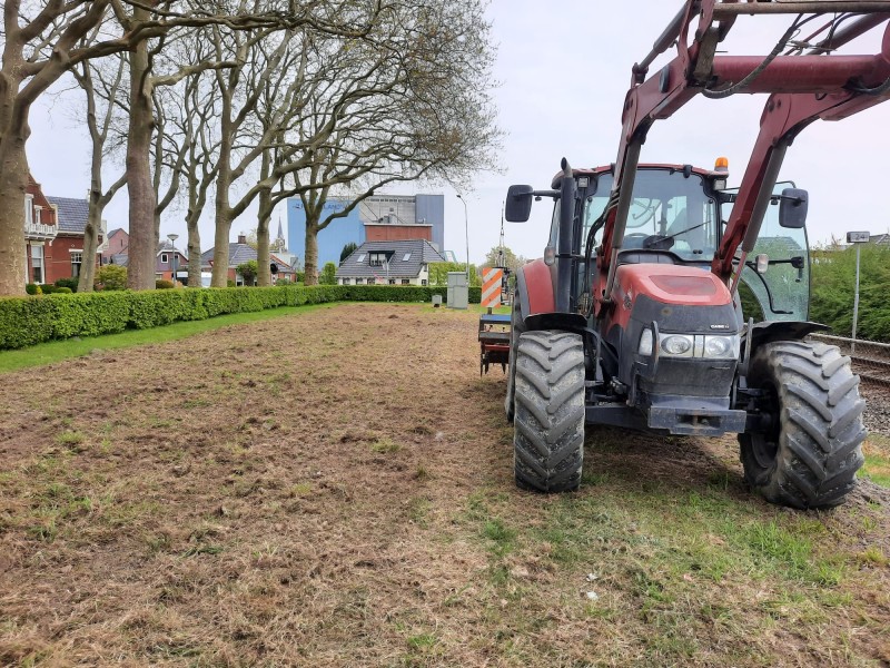 Klepelen van het 'gras'.